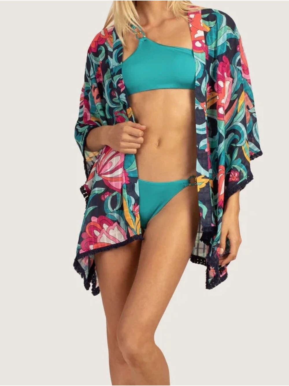 Trina Turk India Garden Kimono Fringe Cover-Up